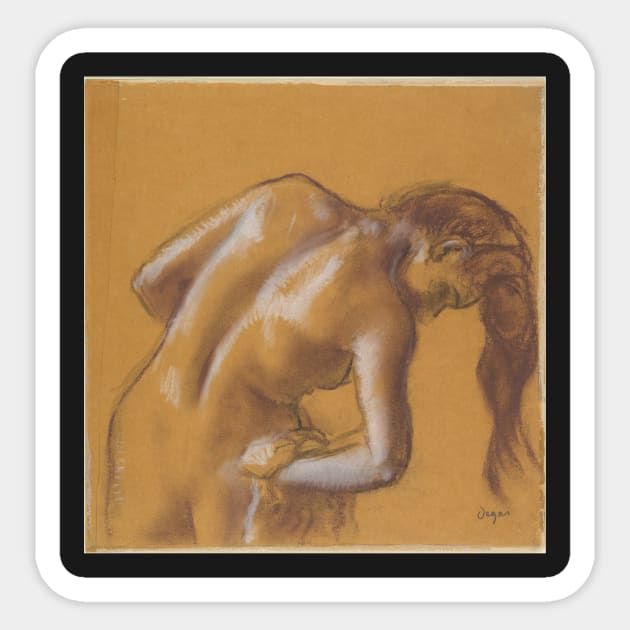 Bather Drying Herself Sticker by EdgarDegas